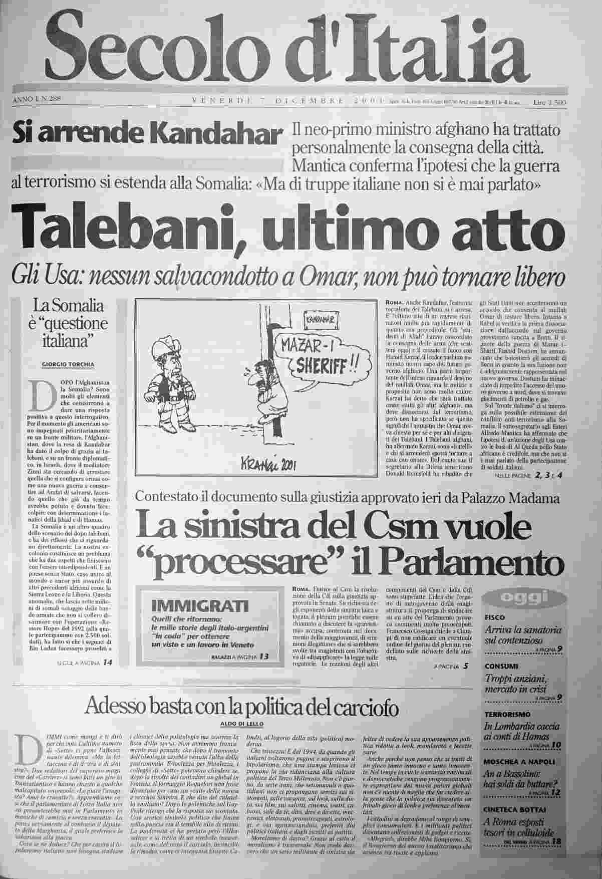venerdì 7 dicembre 2001
