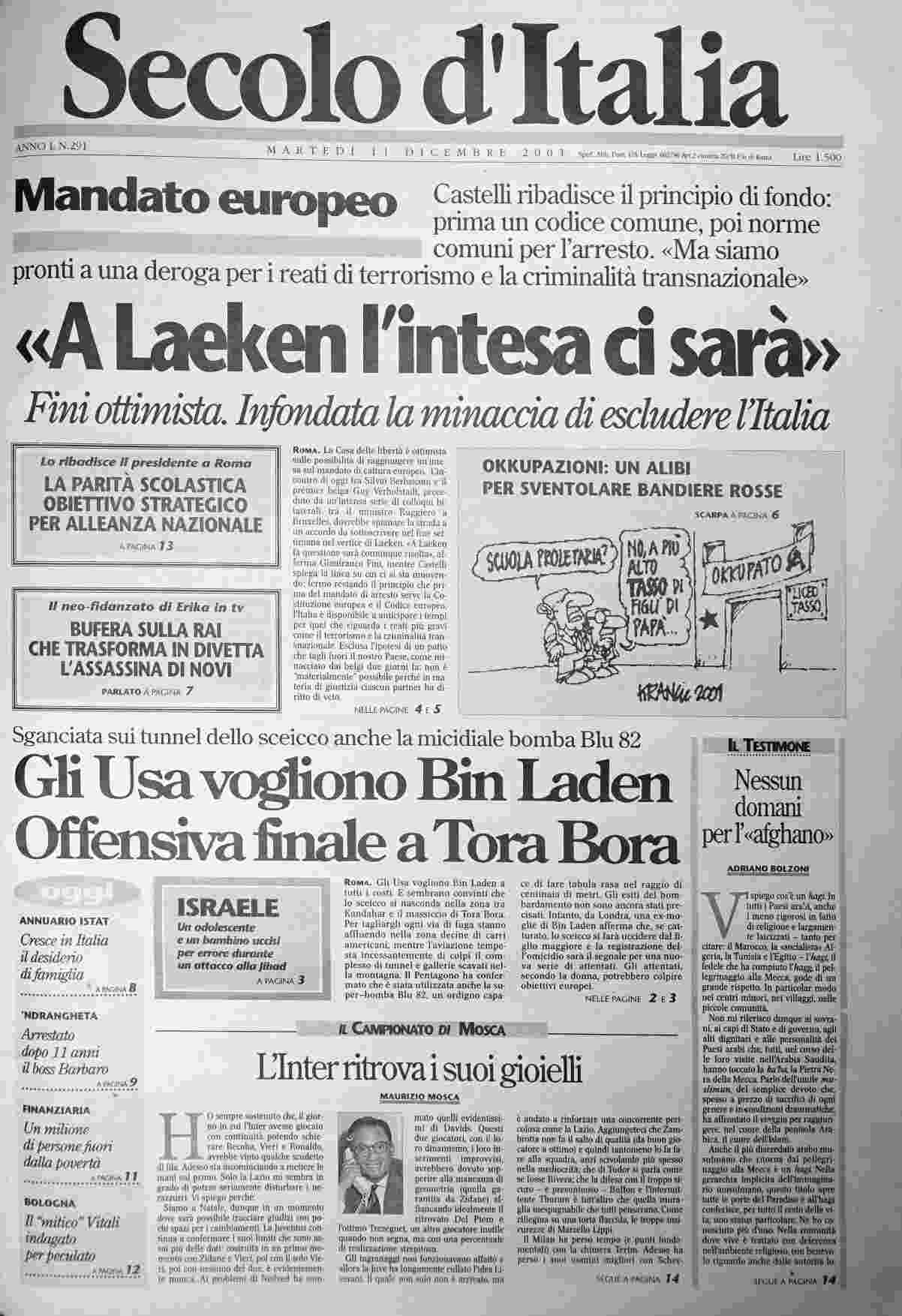 martedì 11 dicembre 2001