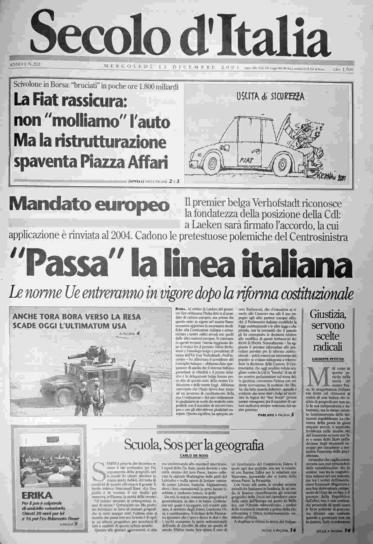 mercoledì 12 dicembre 2001