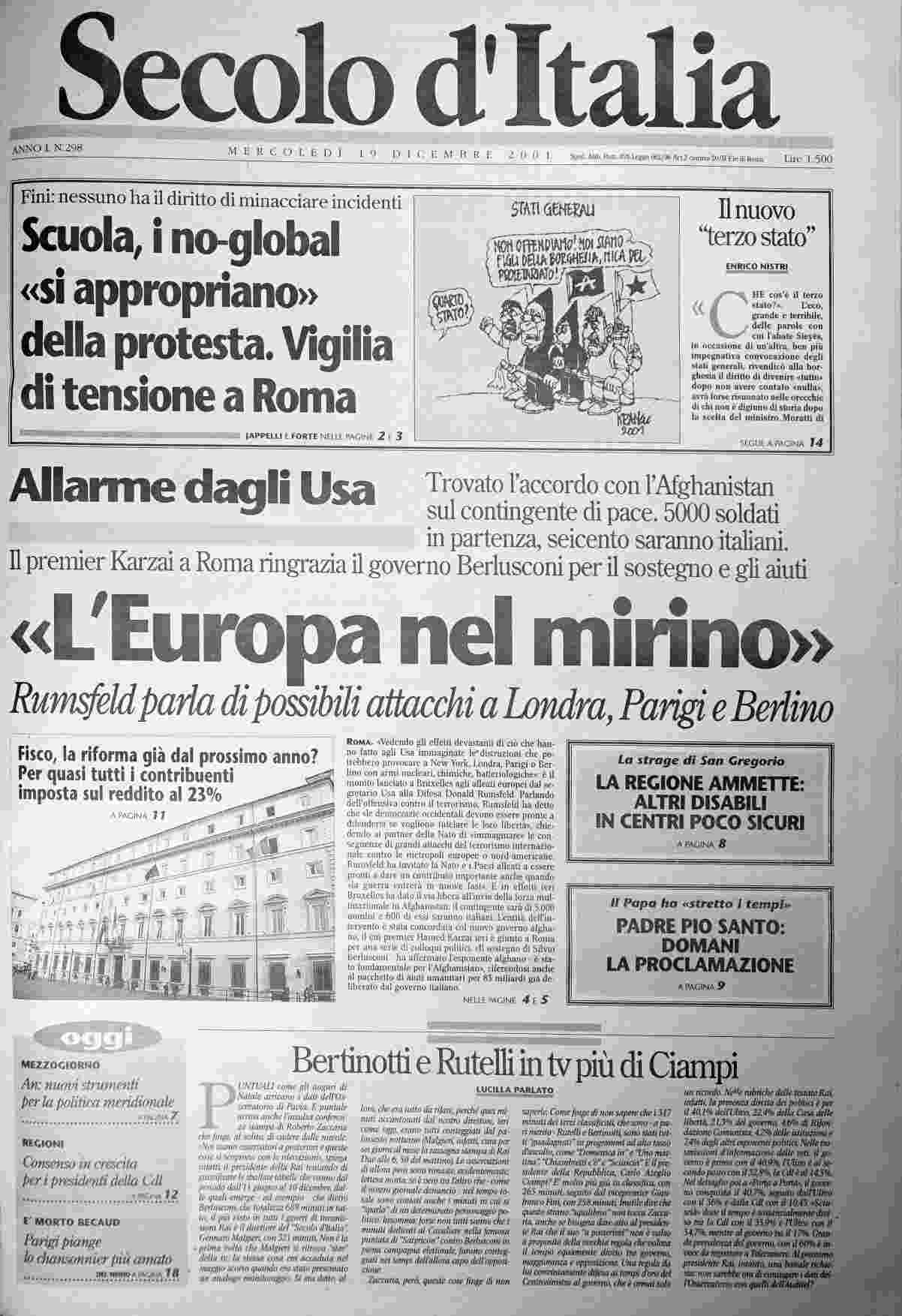 mercoledì 19 dicembre 2001