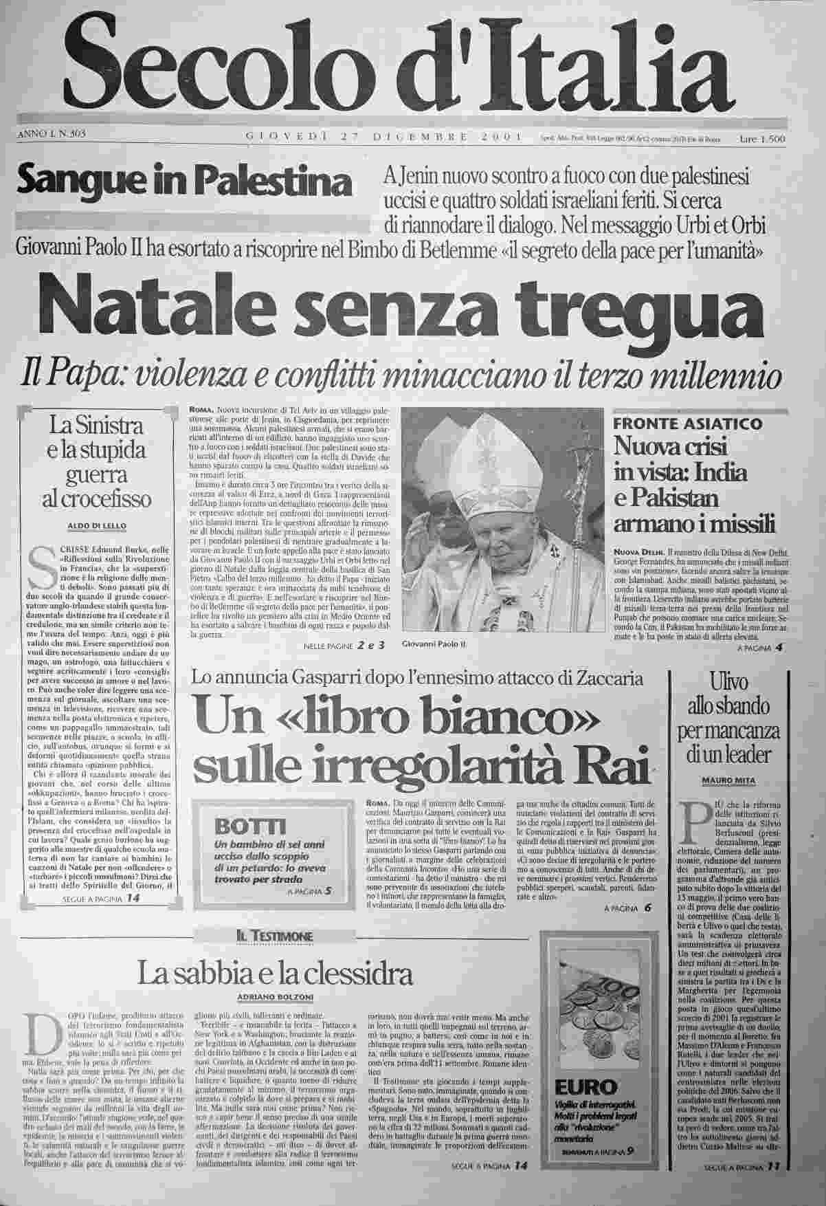 giovedì 27 dicembre 2001