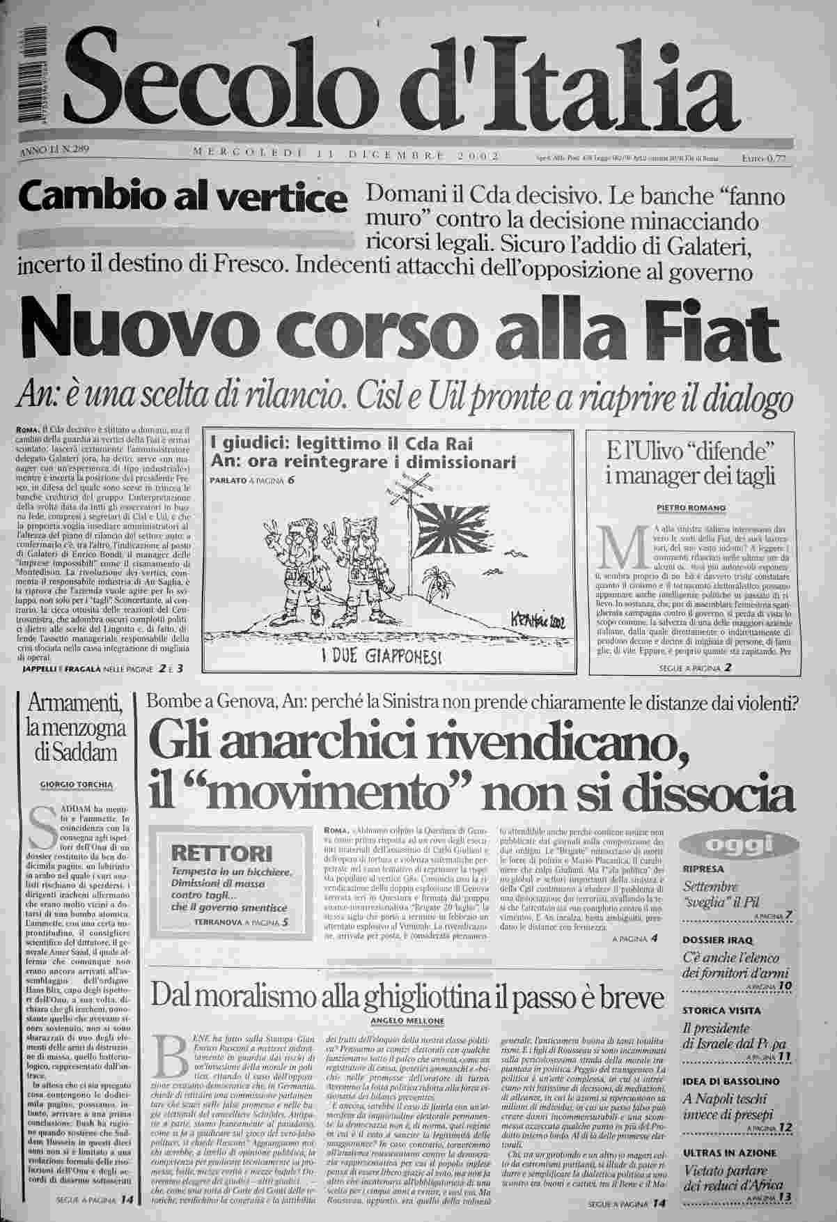 mercoledì 11 dicembre 2002