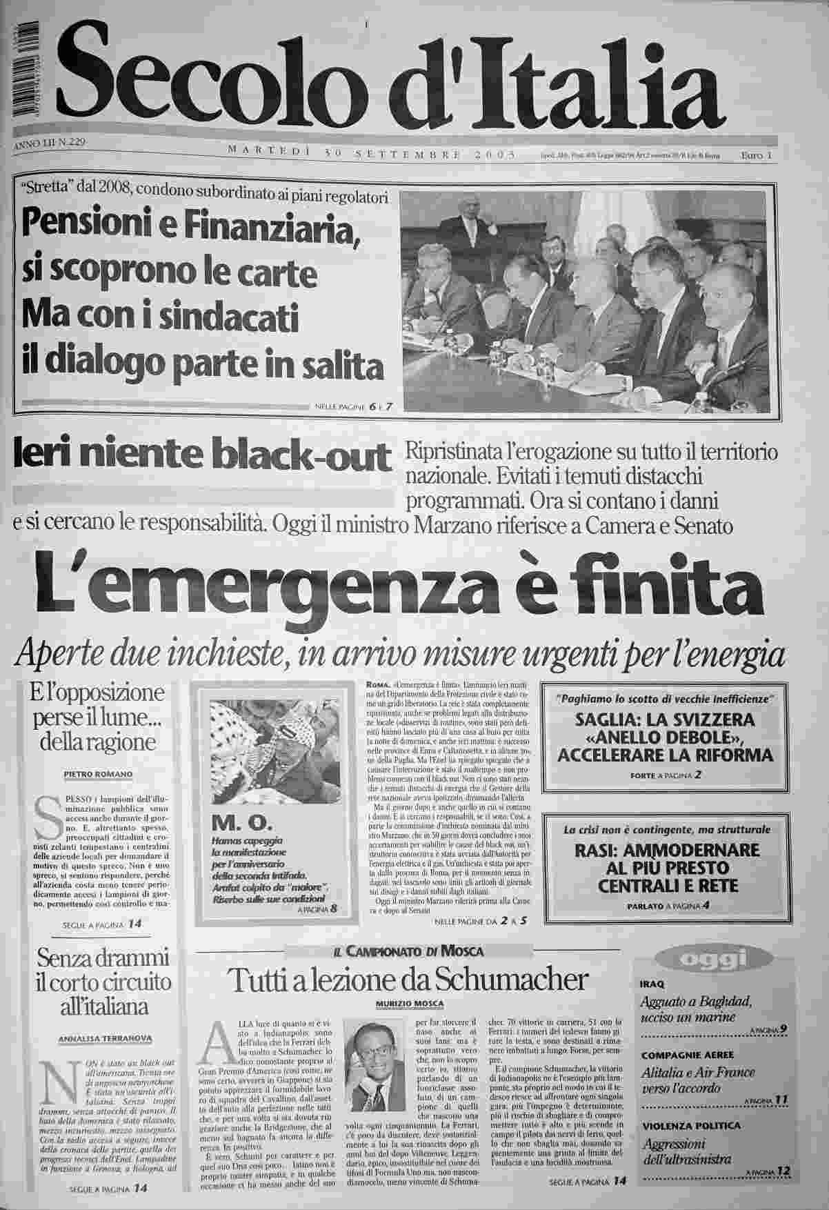 martedì 30 settembre 2003