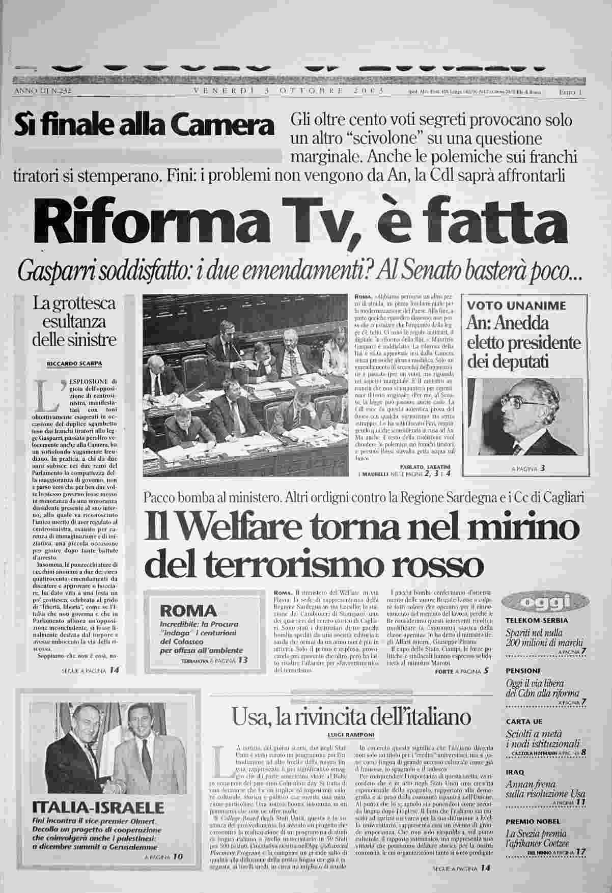 venerdì 3 ottobre 2003