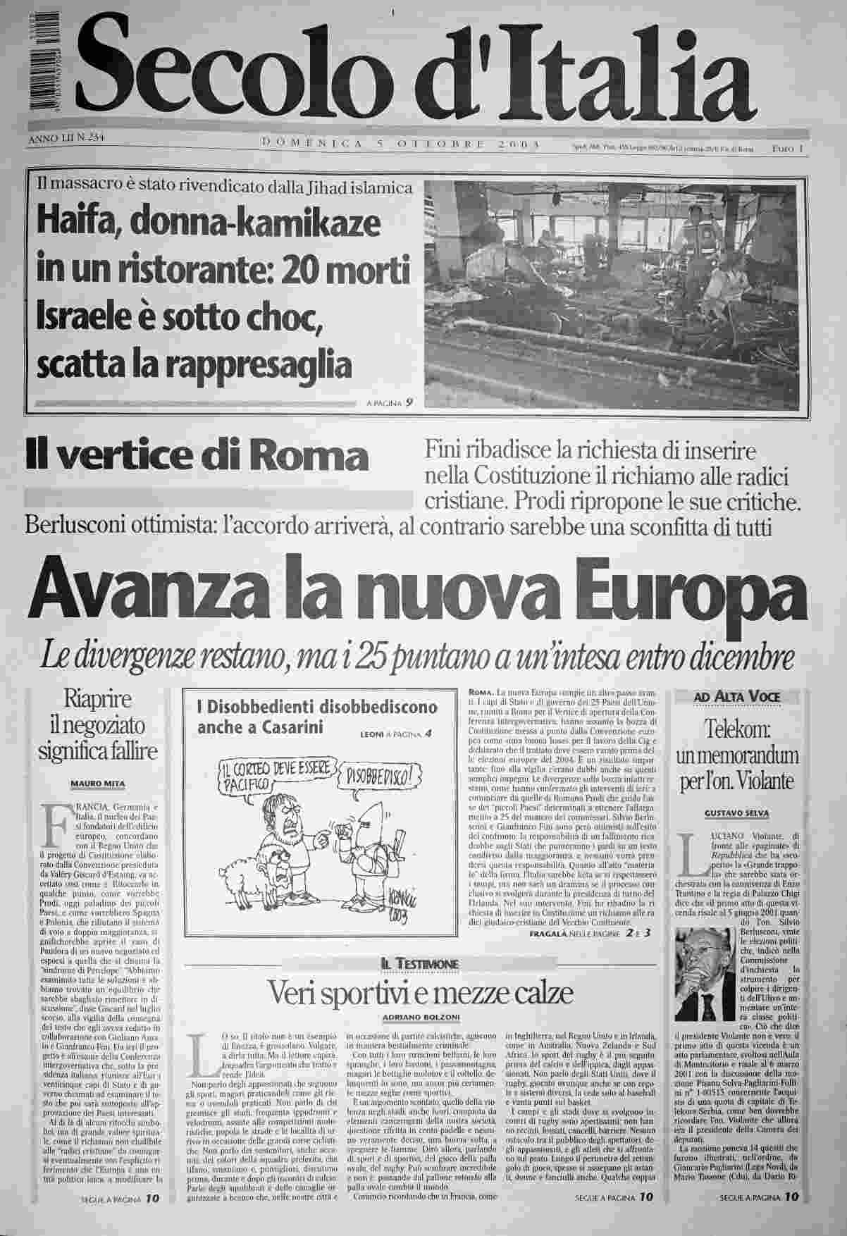 domenica 5 ottobre 2003