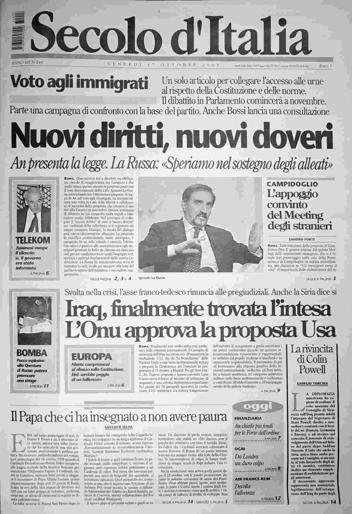 venerdì 17 ottobre 2003