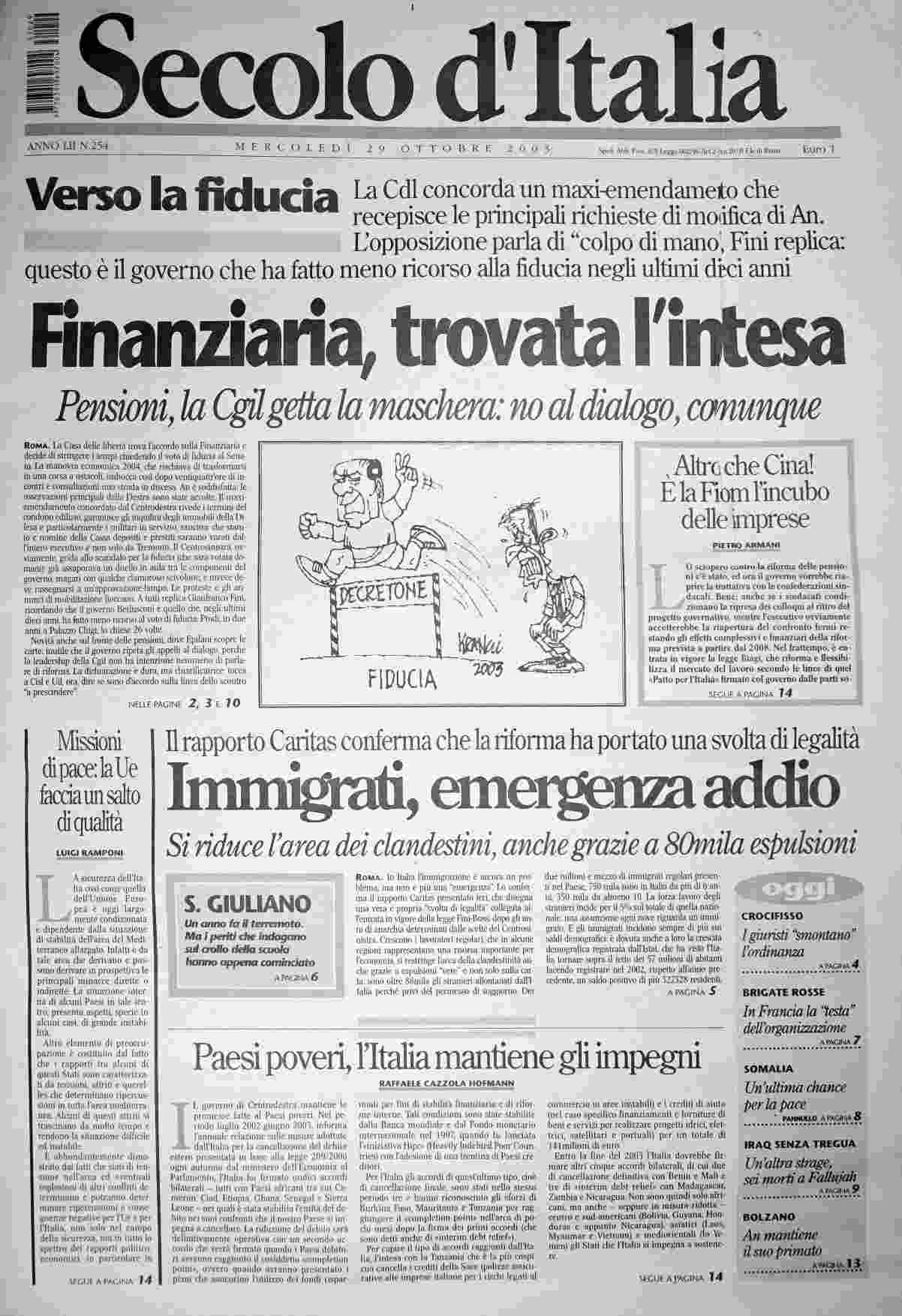 mercoledì 29 ottobre 2003