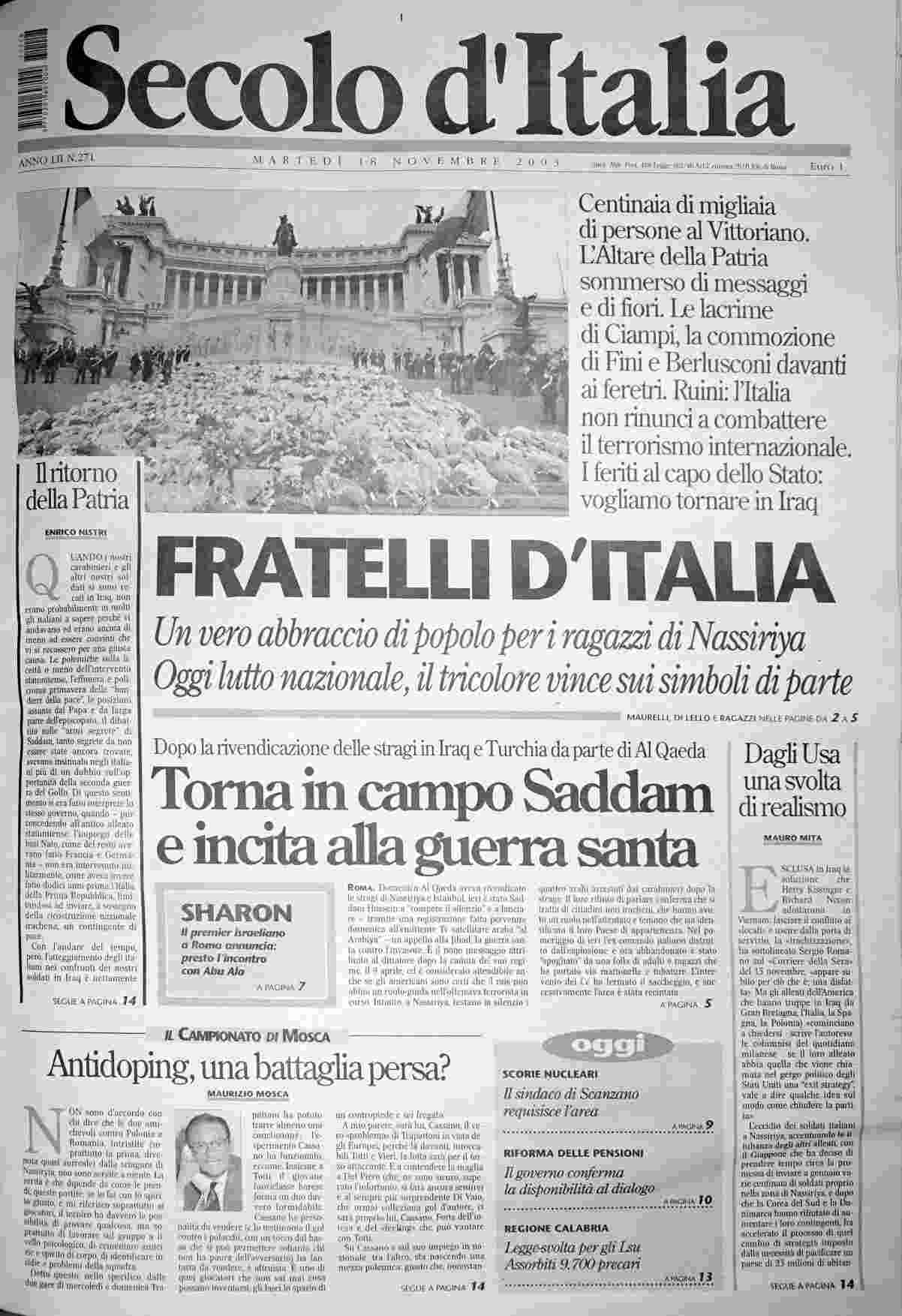 martedì 18 novembre 2003