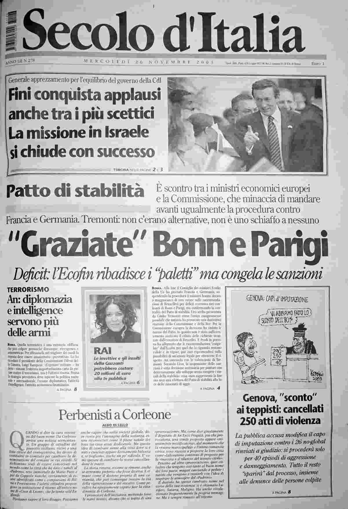 mercoledì 26 novembre 2003