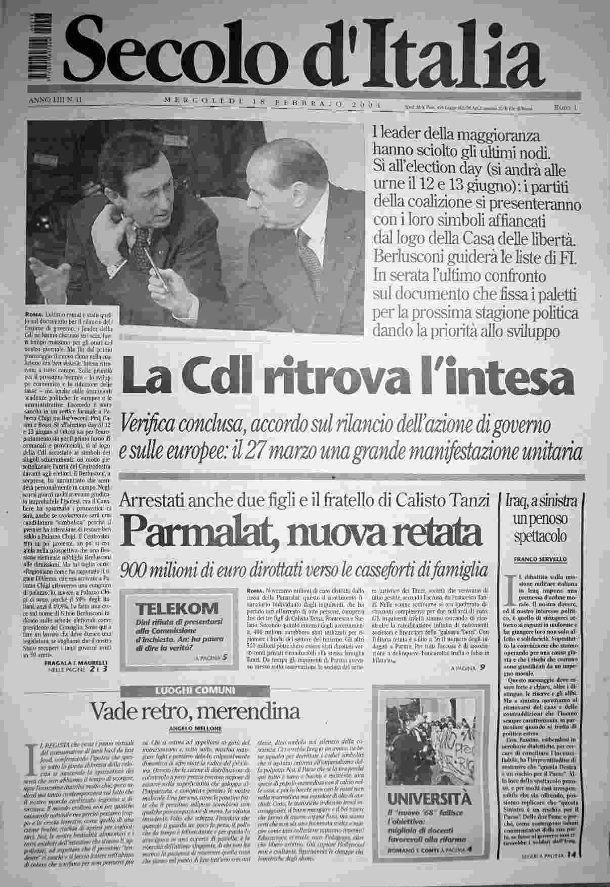 mercoledì 18 febbraio 2004