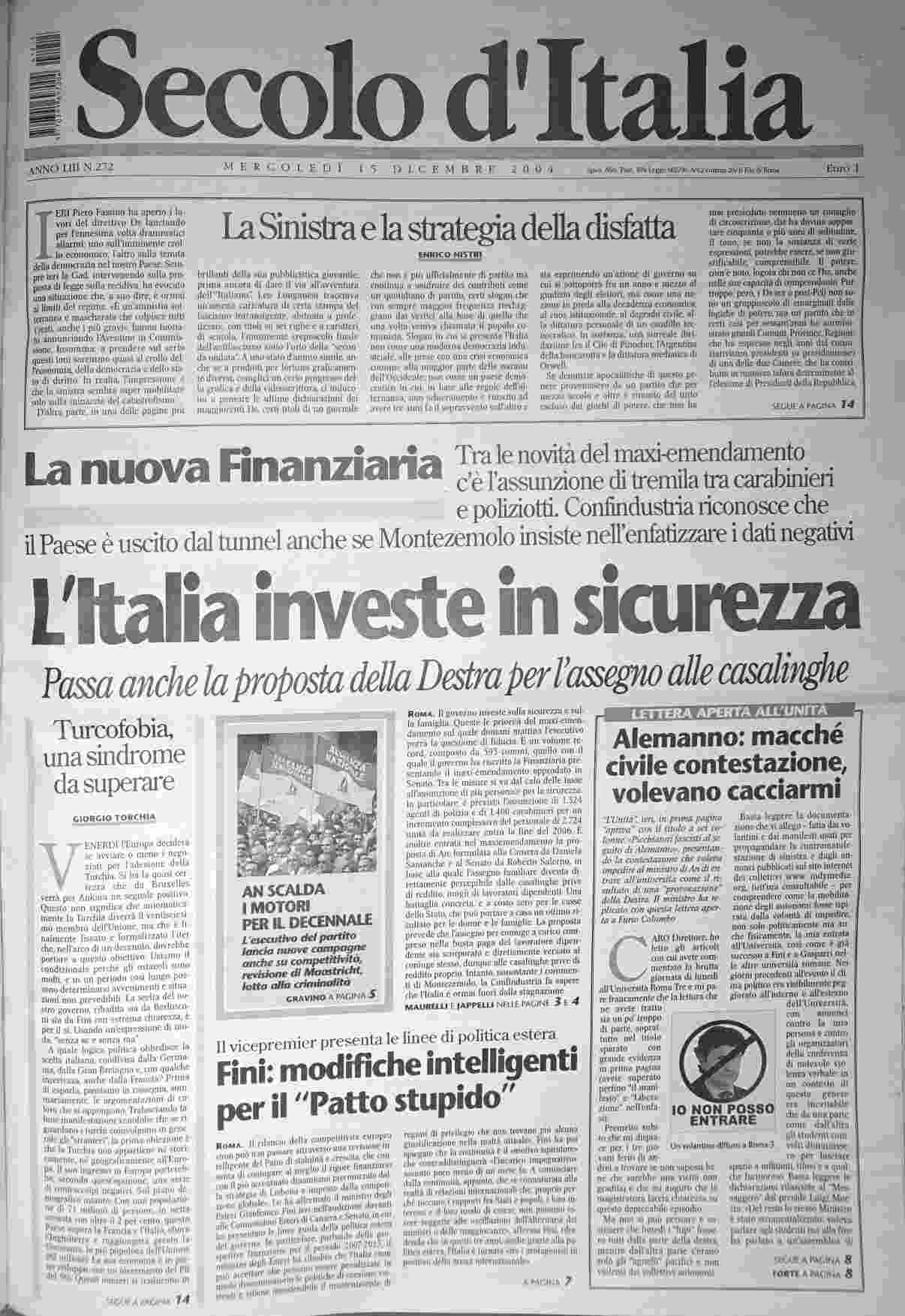 mercoledì 15 dicembre 2004