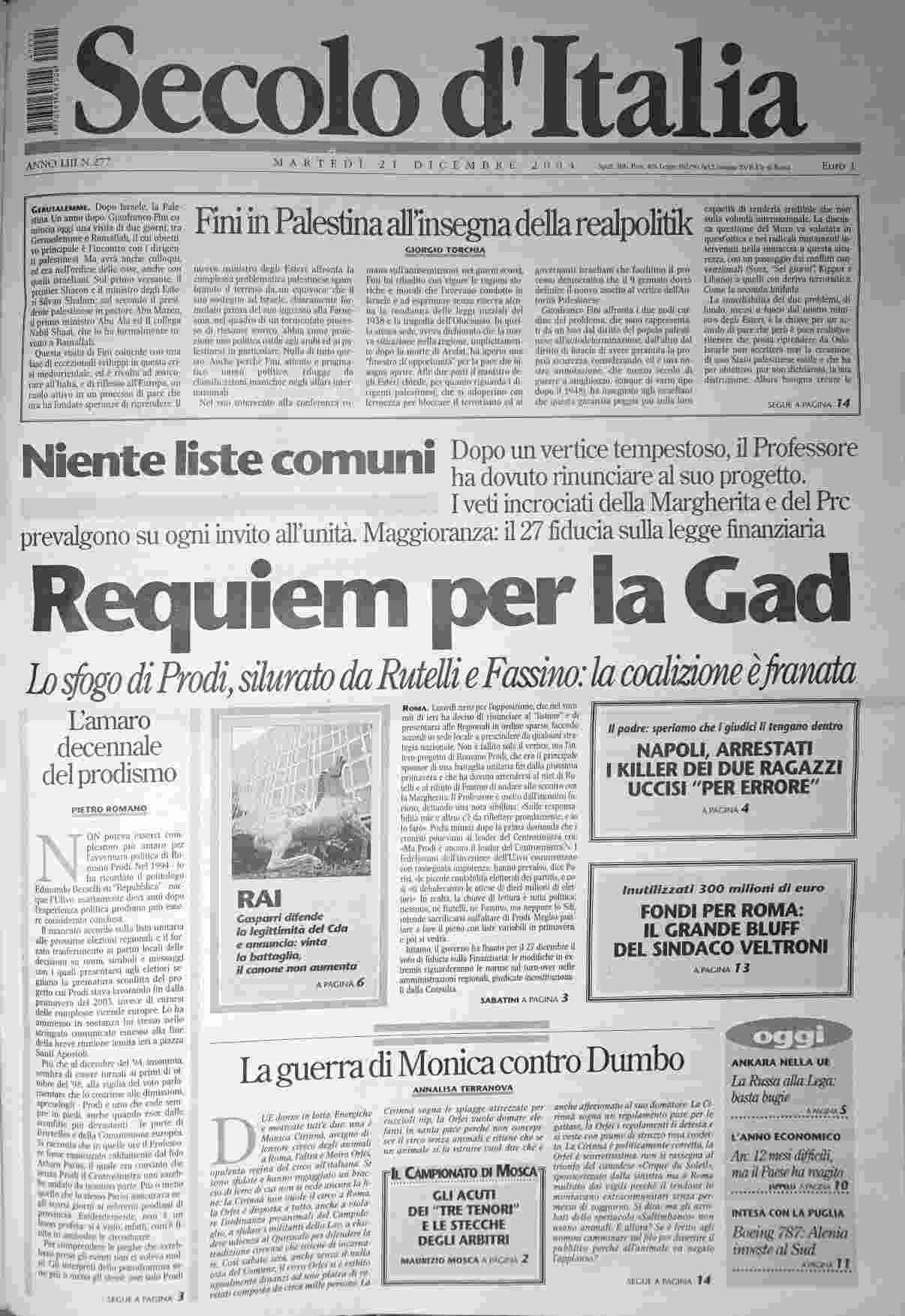 martedì 21 dicembre 2004