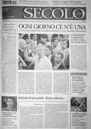 giovedì 6 agosto 2009