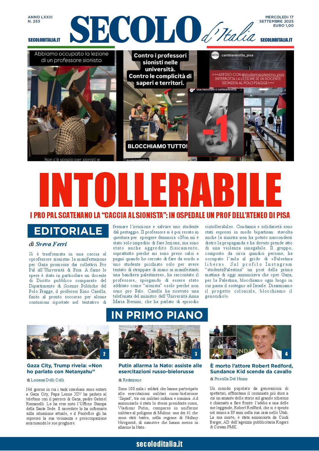 Mercoledì 17 settembre 2025