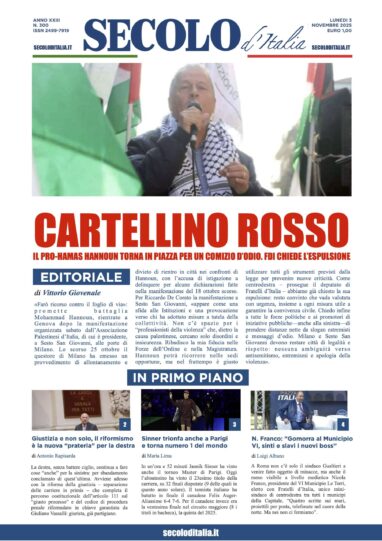 Lunedi 3 novembre 2025