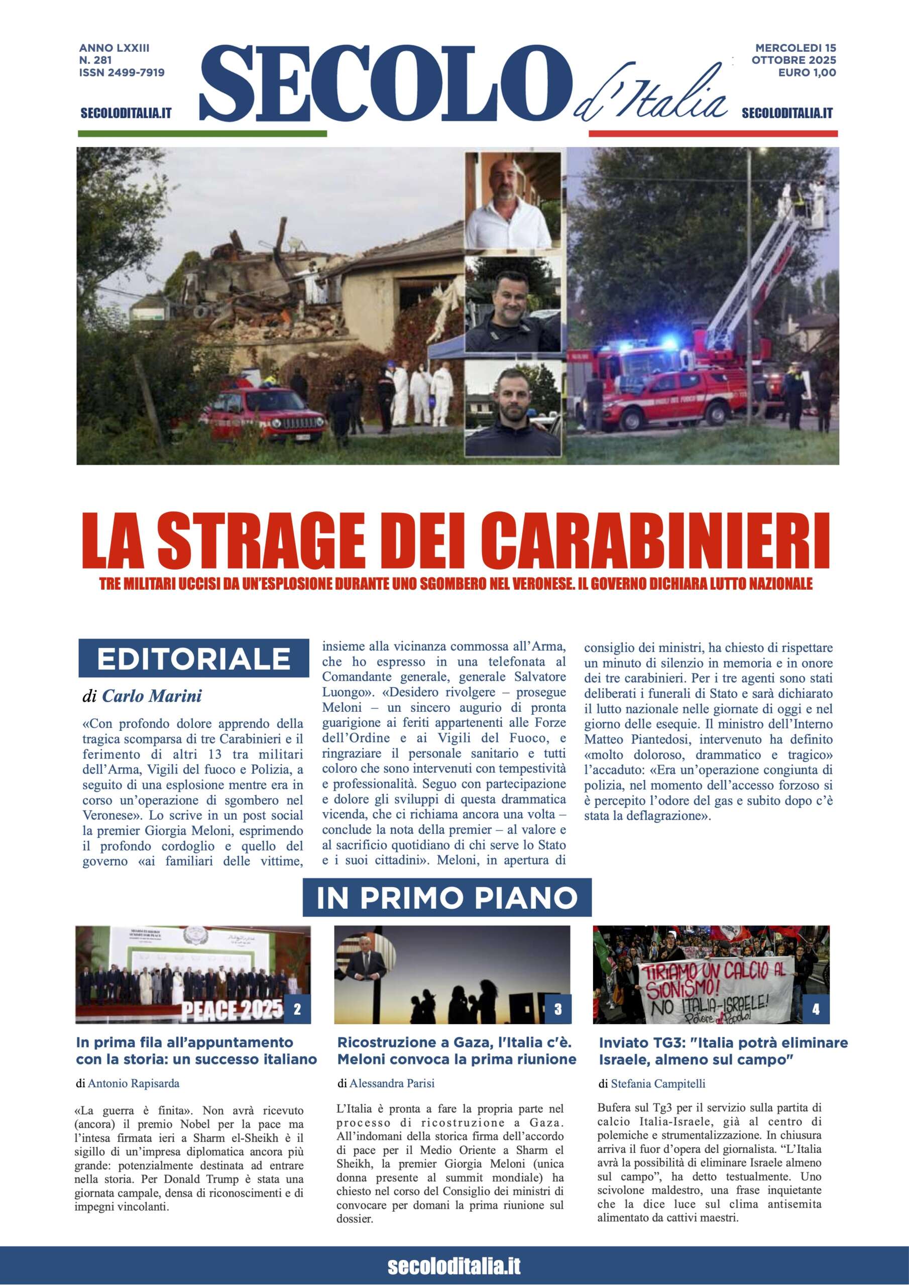 Mercoledi 15 ottobre 2025